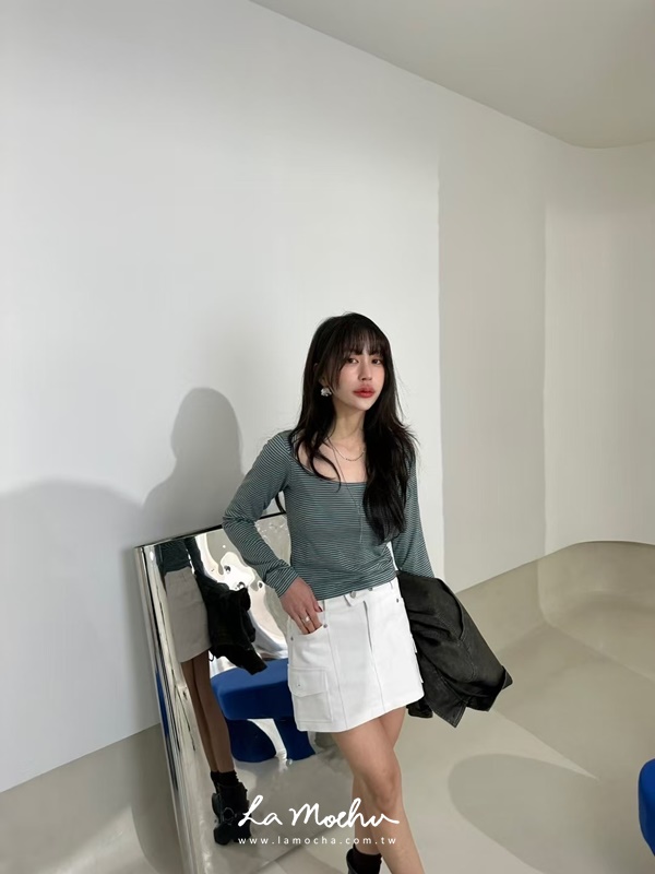中腰銀釦雙口袋褲裙 (闆娘.花花清單)